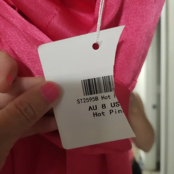 SELFIE LESLIE DON'T WAIT UP ONE SHOULDER WAIST TIE DRESS HOT PINK - Picture 12 of 12